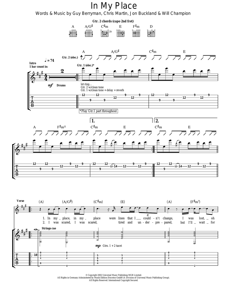 In My Place Acoustic Guitar scores gallery preview page 1
