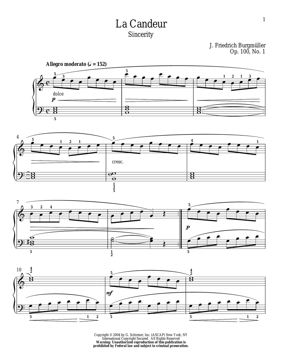 Sincerity (La Candeur), Op. 100, No. 1