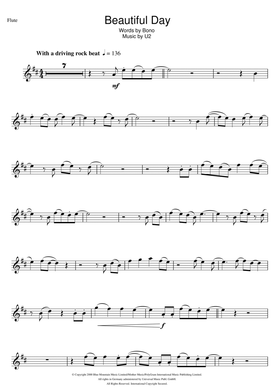 Beautiful Day Beautiful Day Flute Solo scores gallery preview page 1