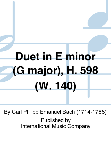 Duet In E Minor (G Major), H. 598 (W. 140) For Flute And Violin (Or Two Violins)