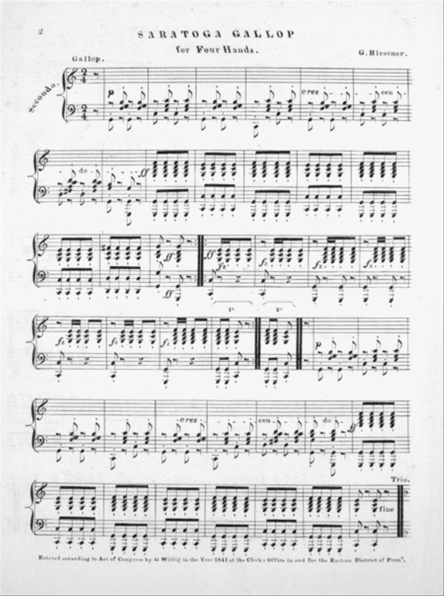 Saratoga-Galop Piano Duet scores gallery preview page 2