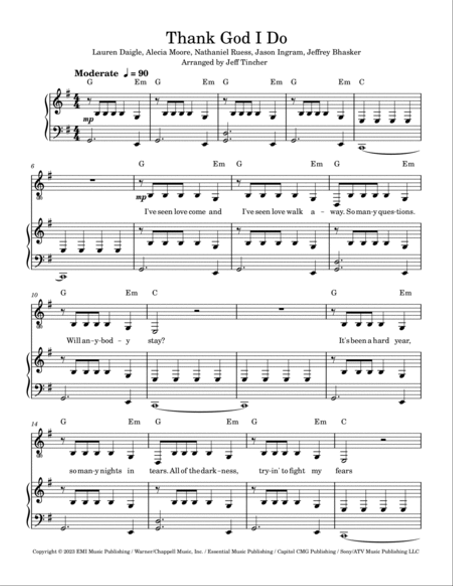 Thank God I Do Piano, Vocal, Guitar scores gallery preview page 2