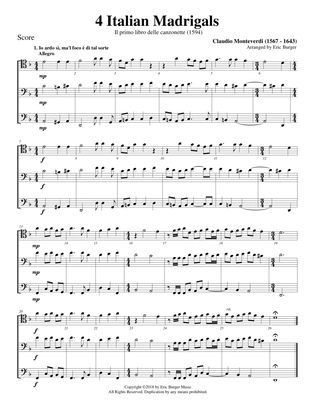 4 Italian Madrigals for Trombone or Low Brass Trio