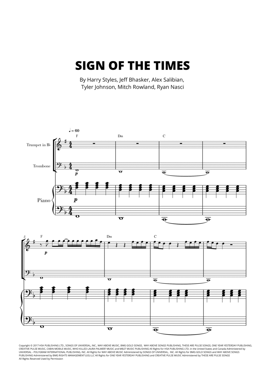 Sign Of The Times Sign Of The Times Brass Duet scores gallery preview page 1