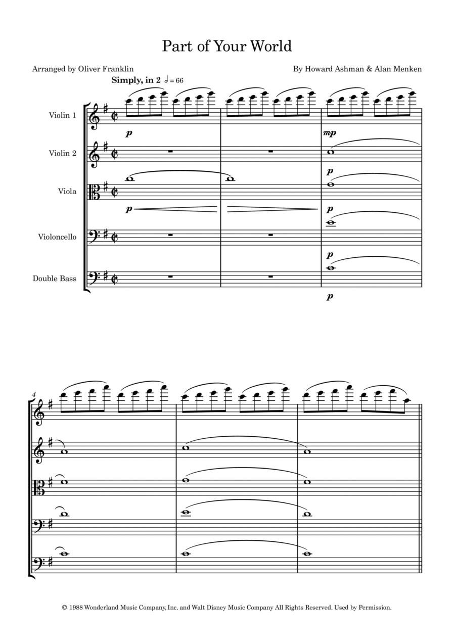 Part Of Your World String Orchestra scores gallery preview page 1