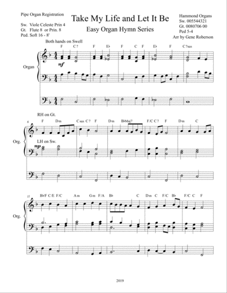 Take My Life and Let It Be Easy Organ Hymn Organ Solo scores gallery preview page 2