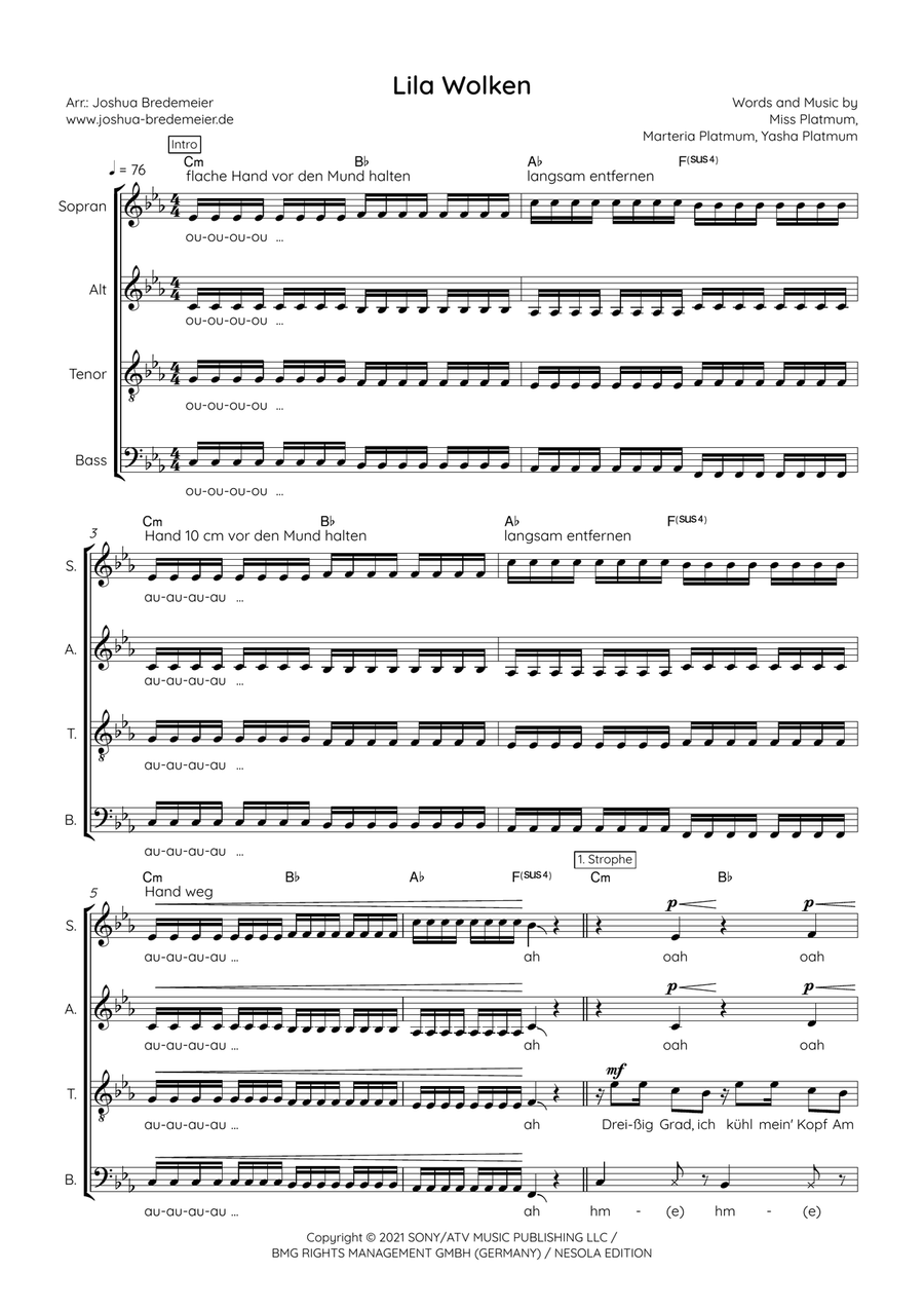 Lila Wolken 4-Part scores gallery preview page 1