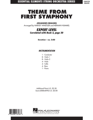 Book cover for Theme from First Symphony - Full Score