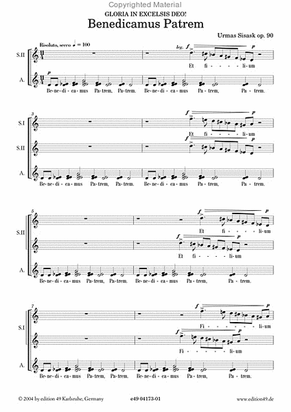 Benedicamus Patrem, op. 90 a capella, Version 1
