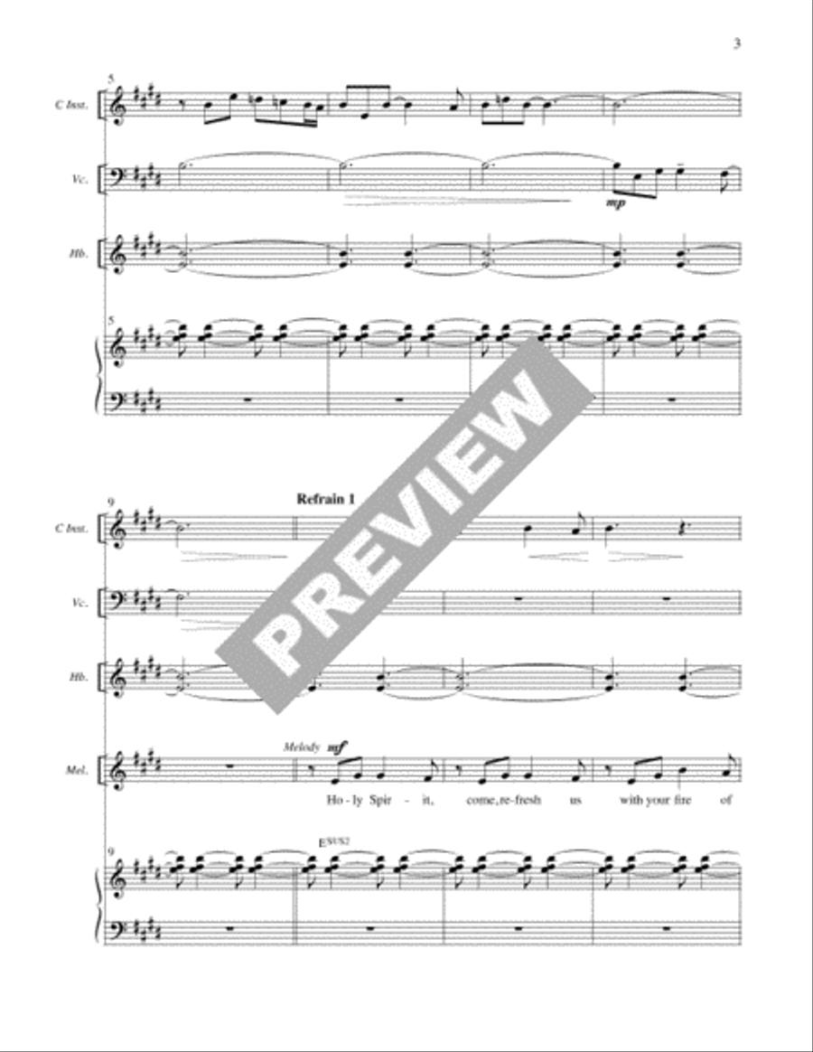 Holy Spirit - Full Score and Parts 3-Part scores gallery preview page 3