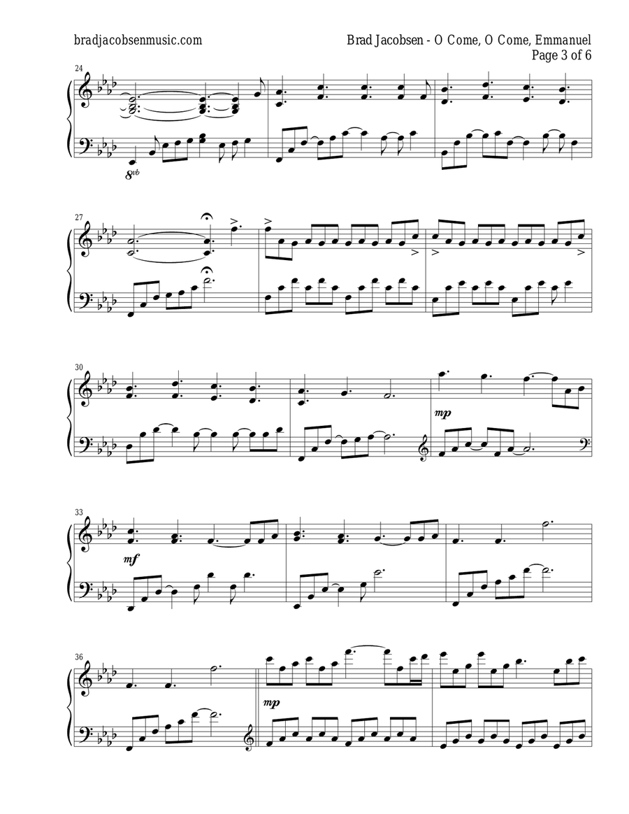O Come, O Come, Emmanuel Piano Solo scores gallery preview page 3