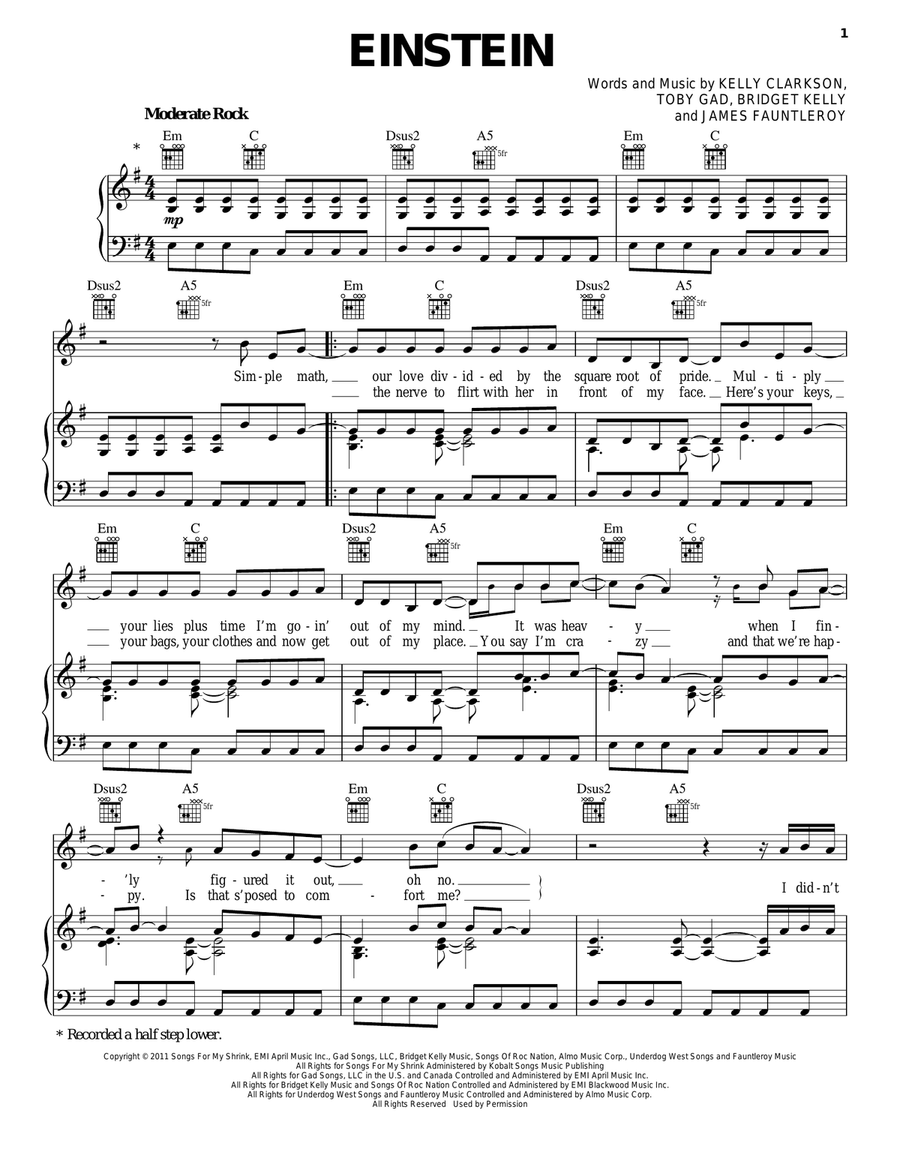 Einstein Piano, Vocal, Guitar scores gallery preview page 1