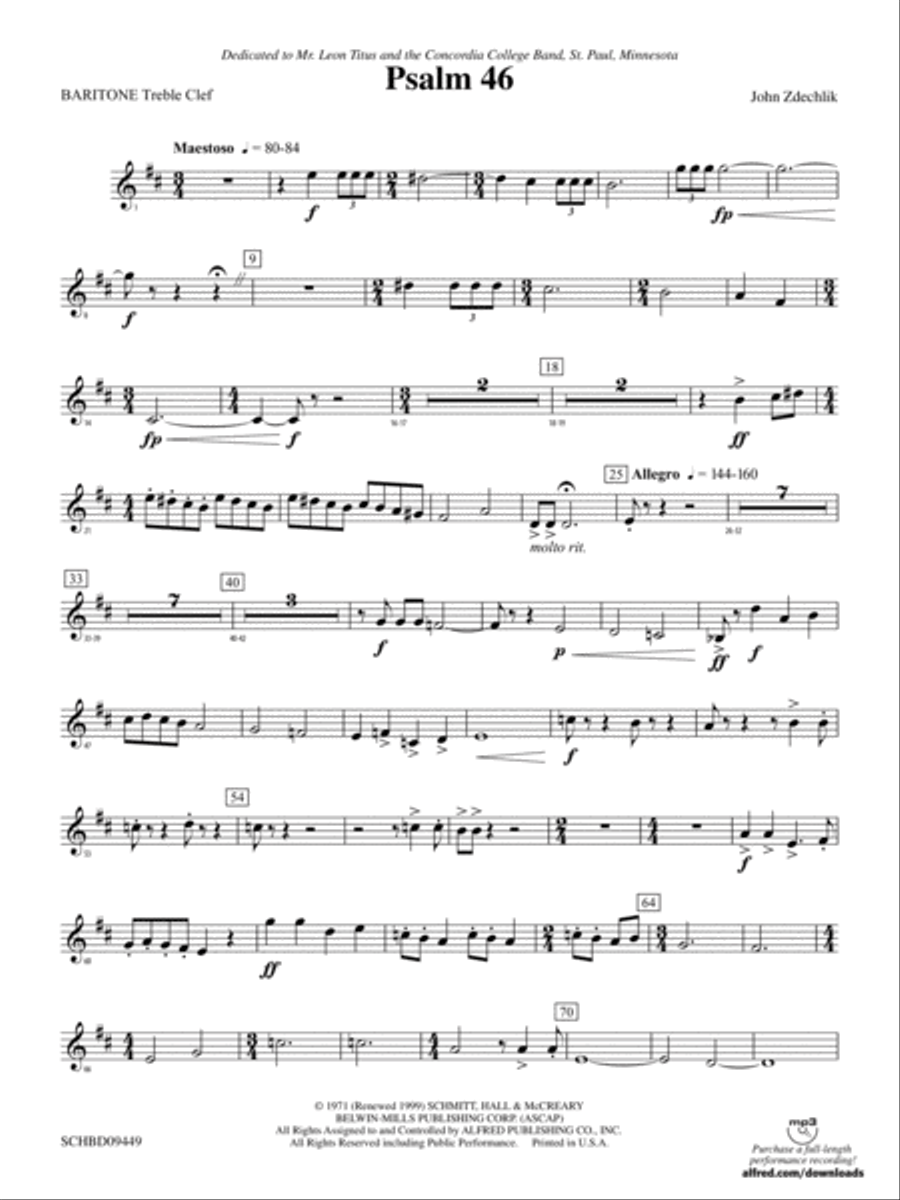 Psalm 46: Baritone T.C. Concert Band scores gallery preview page 1