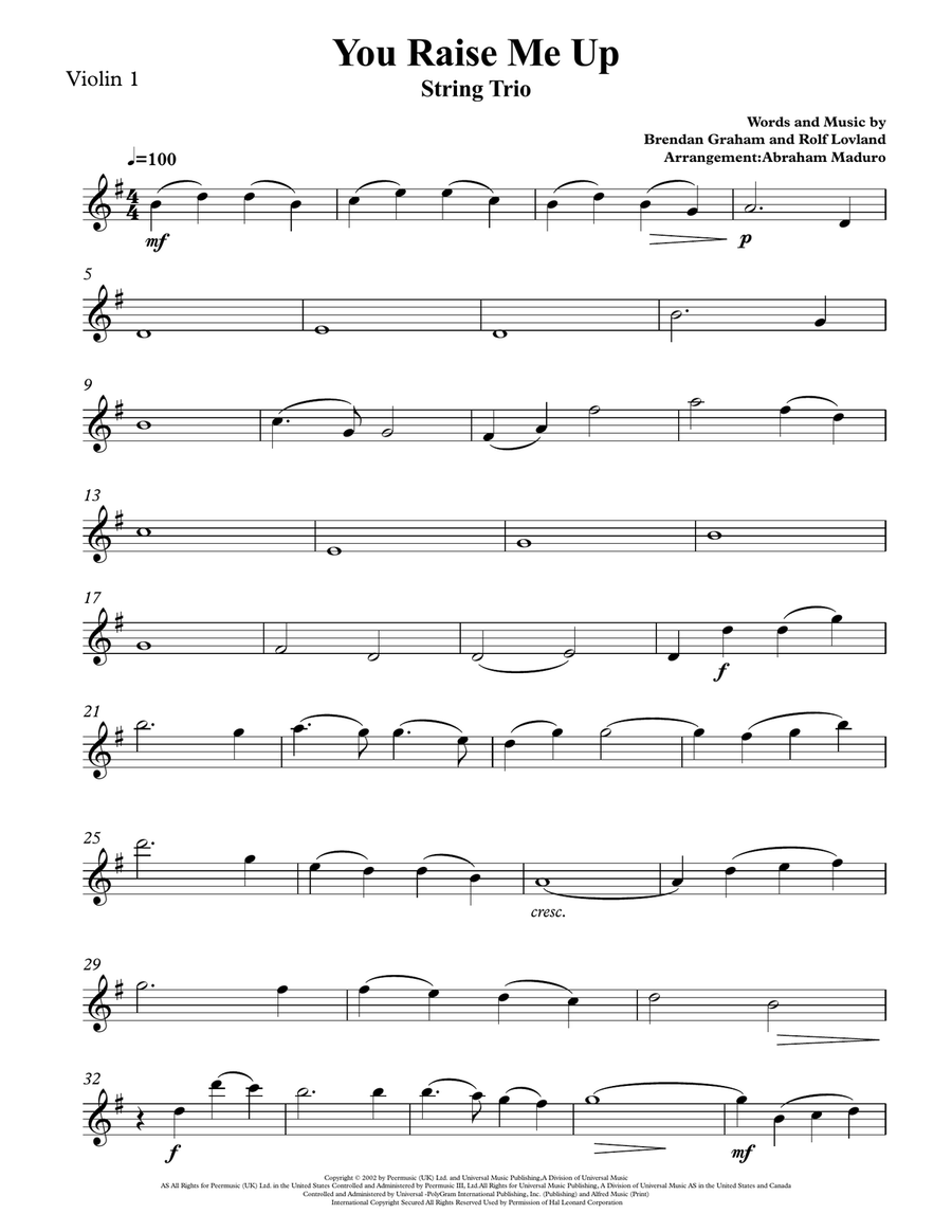 You Raise Me Up String Trio scores gallery preview page 6