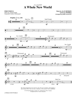 Book cover for A Whole New World (from Aladdin) (arr. John Leavitt) - Percussion 2