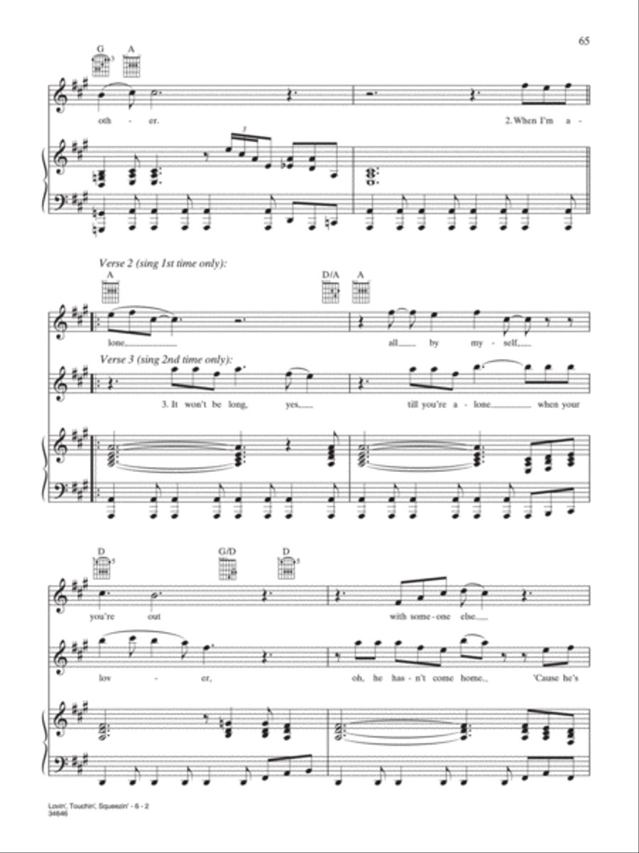 Lovin', Touchin', Squeezin' Piano, Vocal, Guitar scores gallery preview page 2