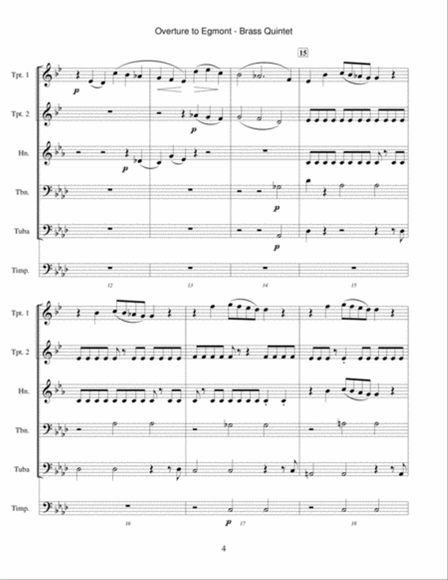 Egmont Overture (for brass quintet) Brass Quintet scores gallery preview page 4