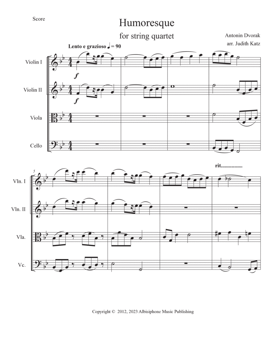 Humoresque Humoresque String Quartet scores gallery preview page 1