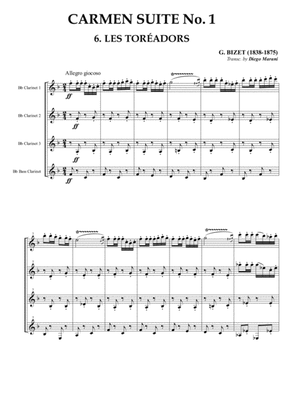 Les Toreadors from "Carmen Suite" for Clarinet Quartet