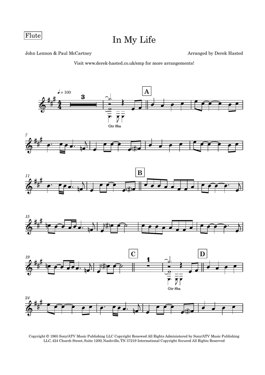 In My Life Flute scores gallery preview page 4