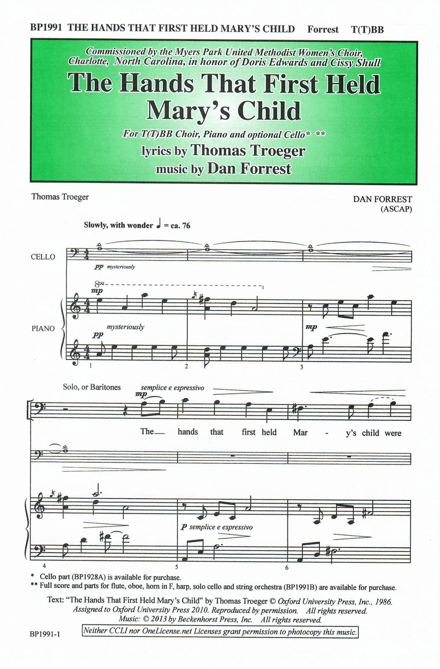 The Hands That First Held Mary's Child - T(T)BB 3-Part scores gallery preview page 1