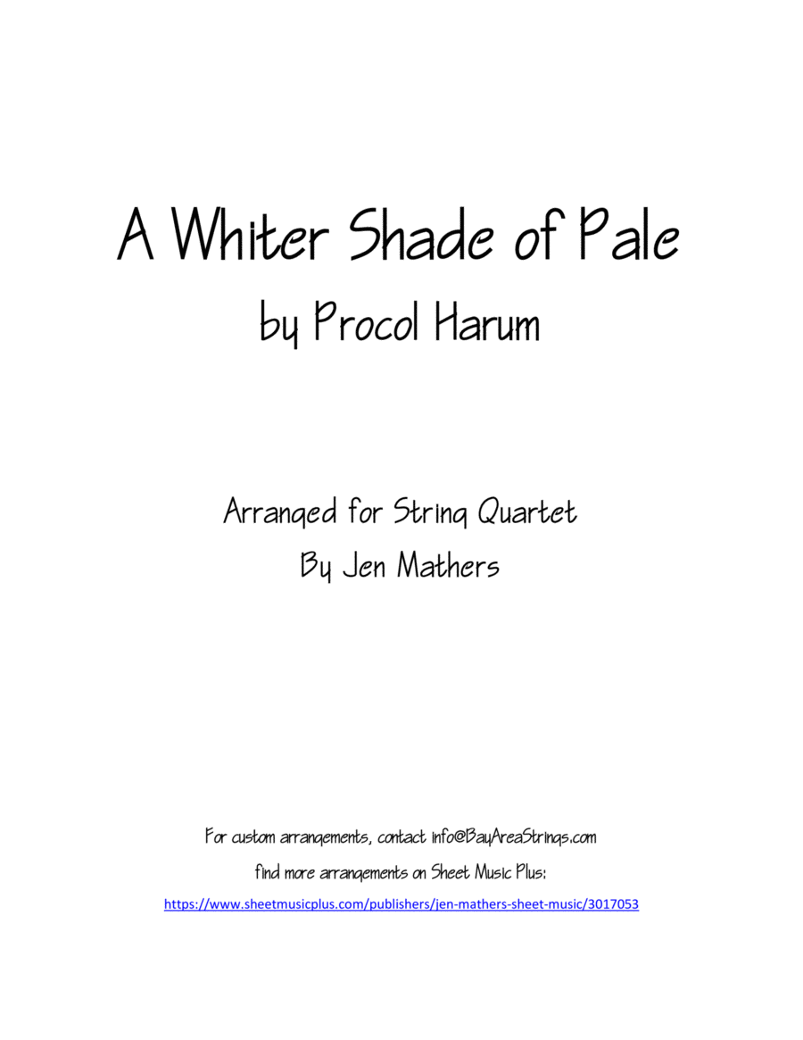 A Whiter Shade Of Pale String Quartet scores gallery preview page 1