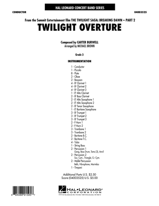 Book cover for Twilight Overture (from The Twilight Saga: Breaking Dawn Part 2) - Conductor Score (Full Score)