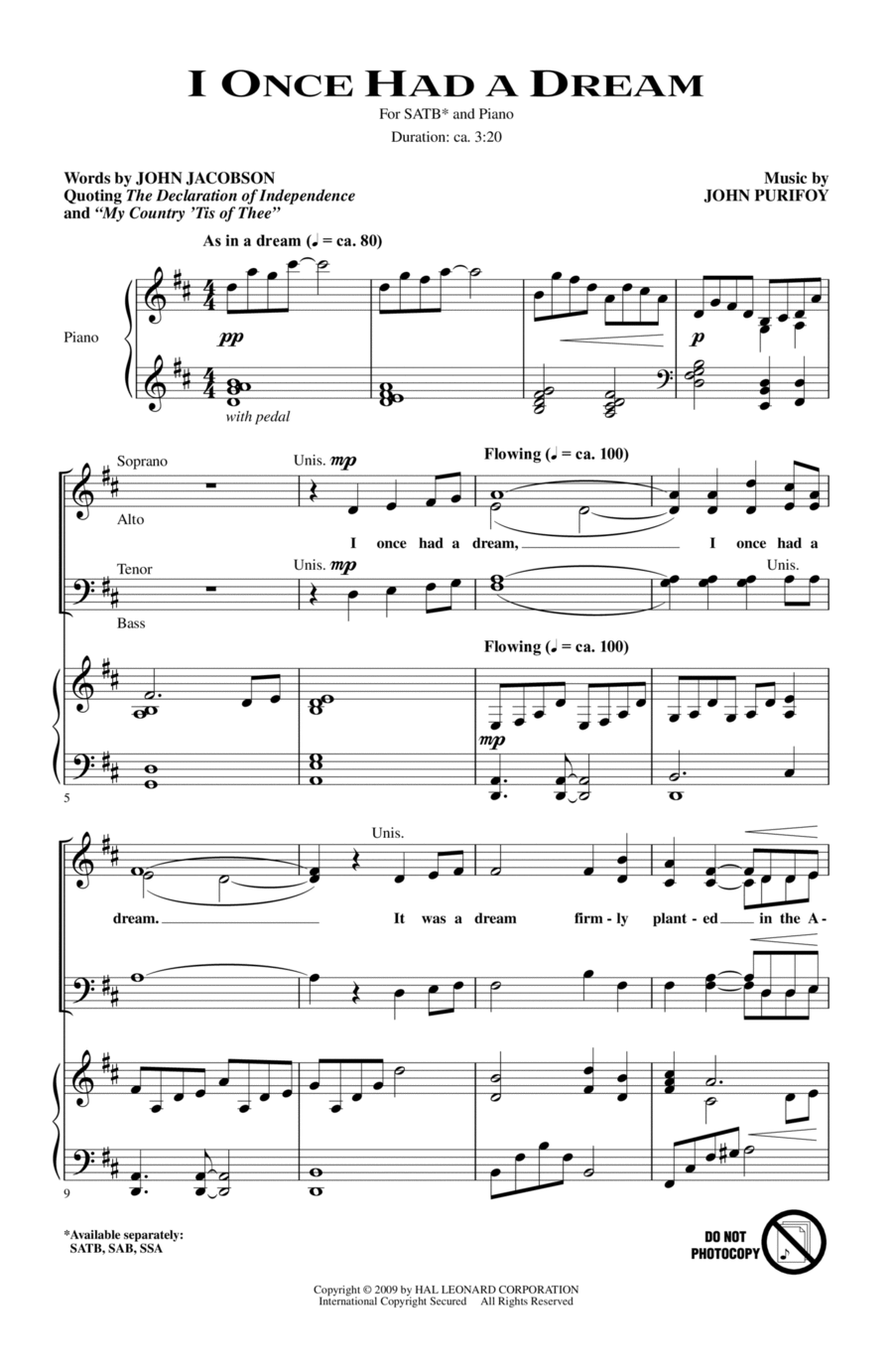 I Once Had A Dream I Once Had A Dream 4-Part scores gallery preview page 1