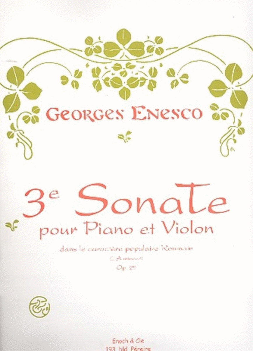 Sonata No 3 Op 25 Vln/Pno