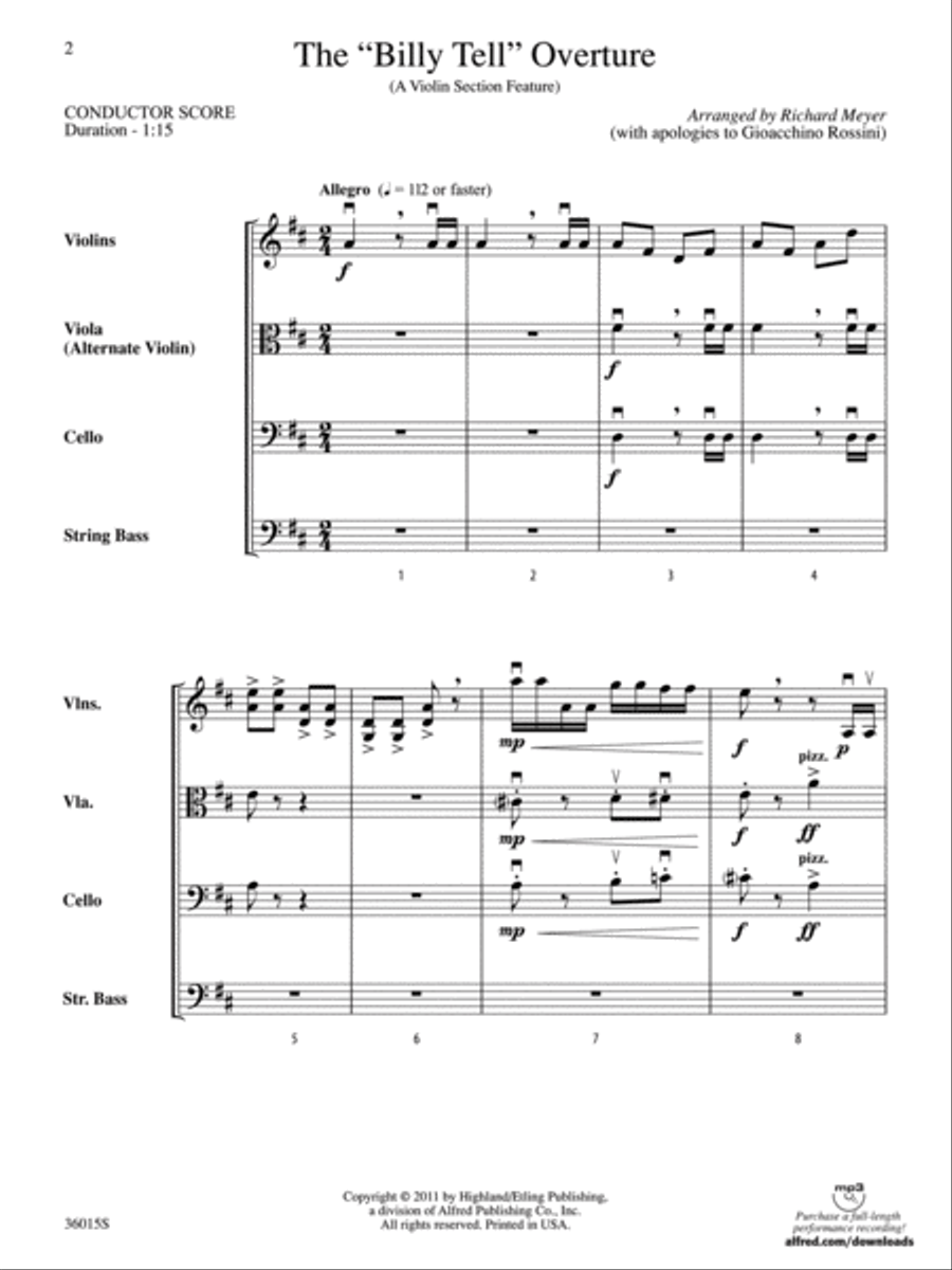 The Billy Tell Overture The Billy Tell Overture String Orchestra scores gallery preview page 2