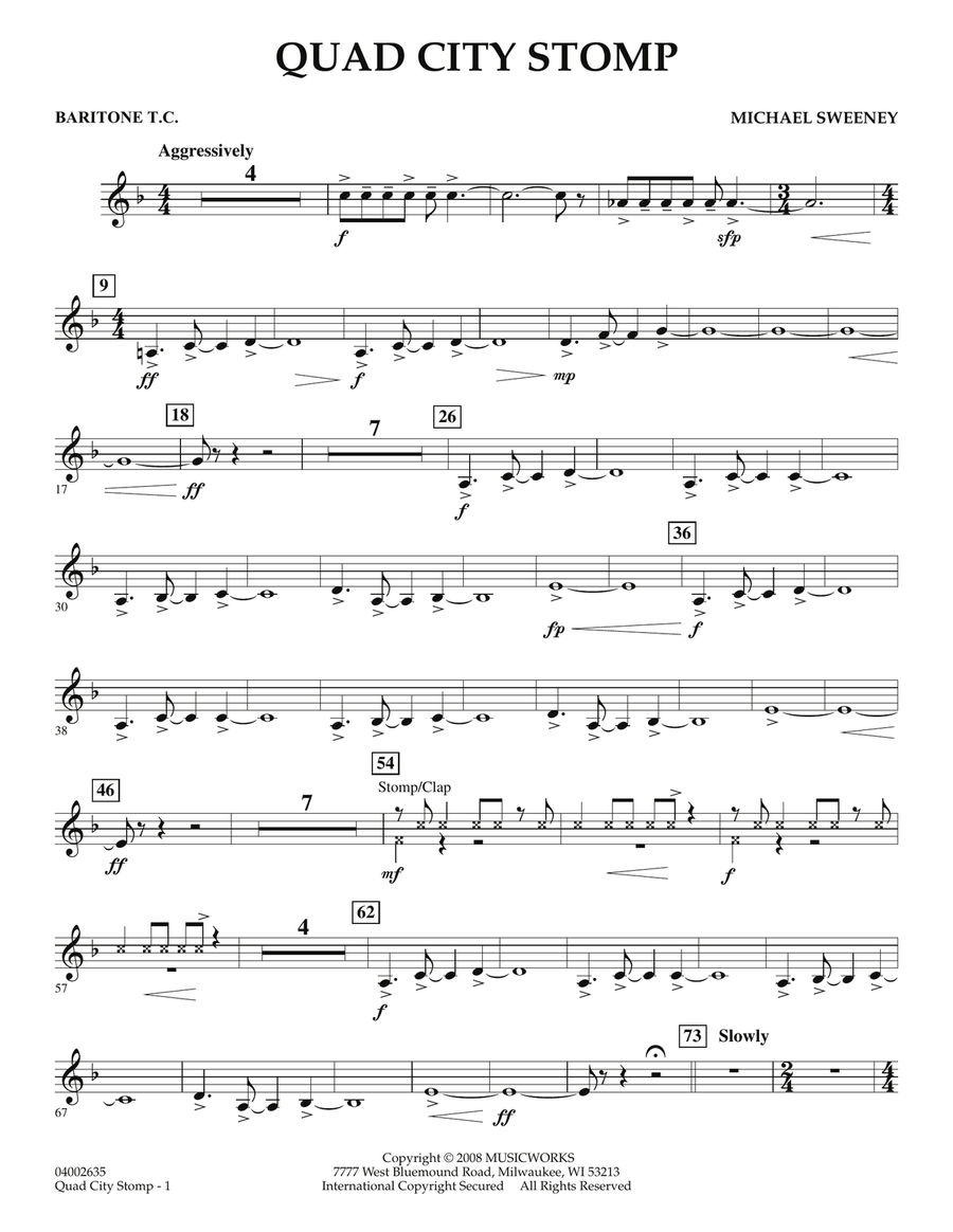 Quad City Stomp - Baritone T.C. Concert Band scores gallery preview page 1