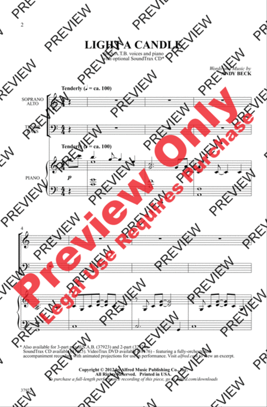Light a Candle 4-Part scores gallery preview page 2