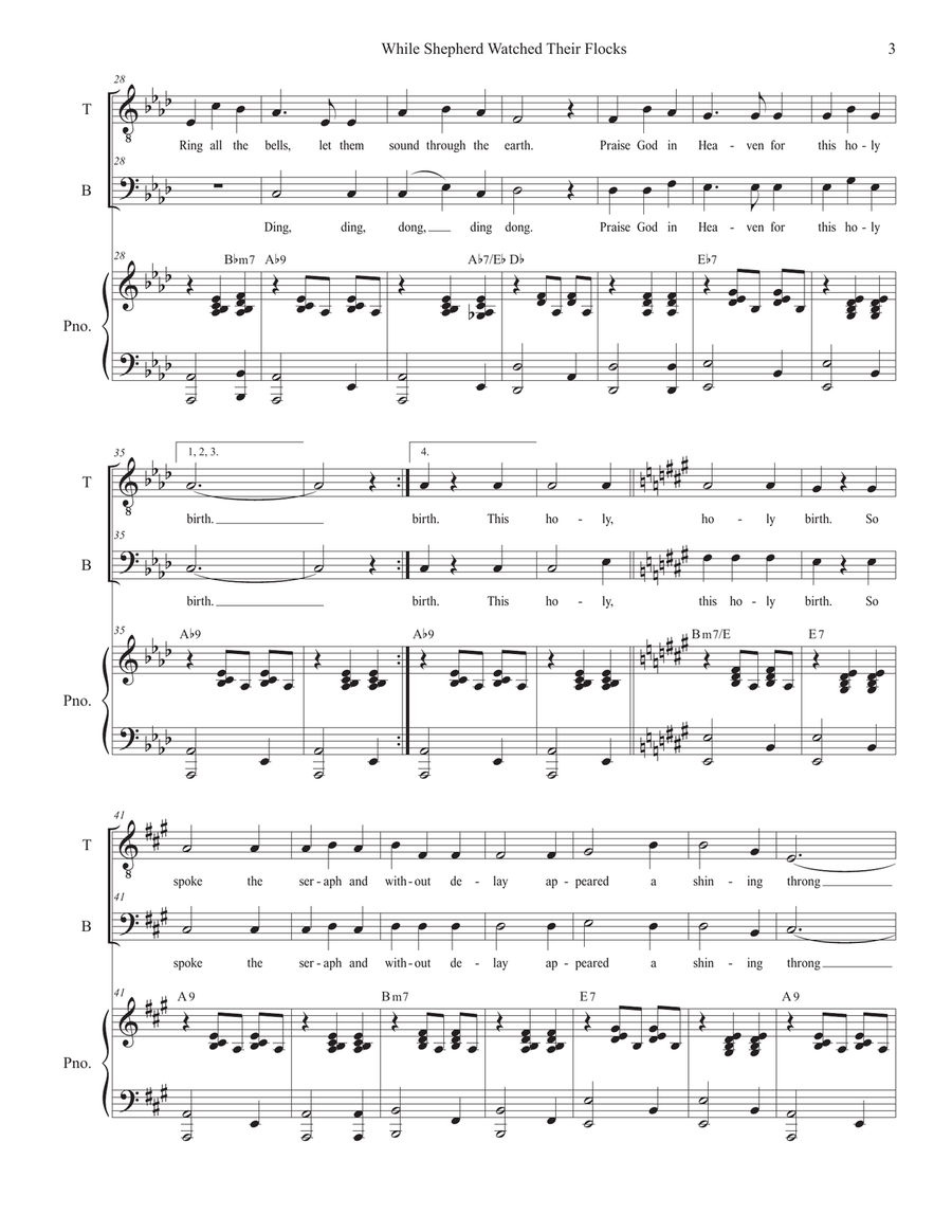 While Shepherds Watched Their Flocks By Night (Duet for Tenor and Bass solo) Tenor Voice scores gallery preview page 3
