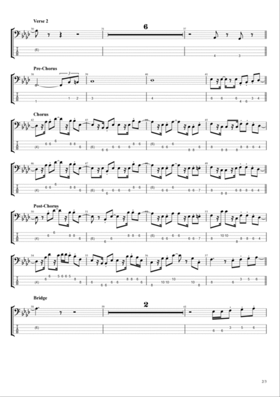 Bam Bam Guitar Tablature scores gallery preview page 2