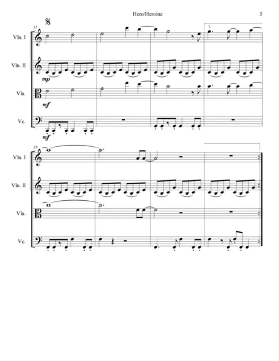 Hero/heroine String Quartet scores gallery preview page 6