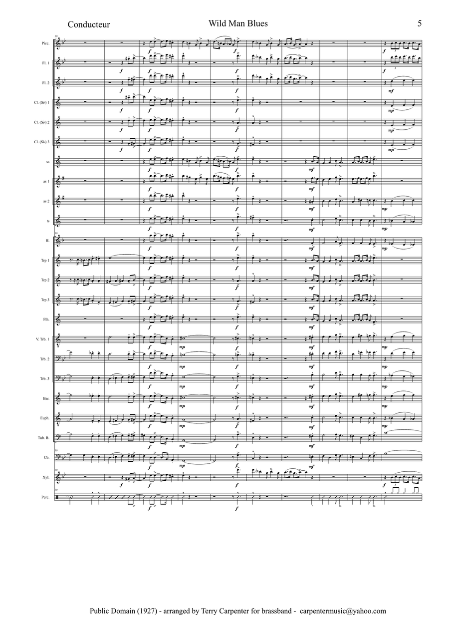 Wild Man Blues (Armstrong) for brassband Jazz Ensemble scores gallery preview page 5
