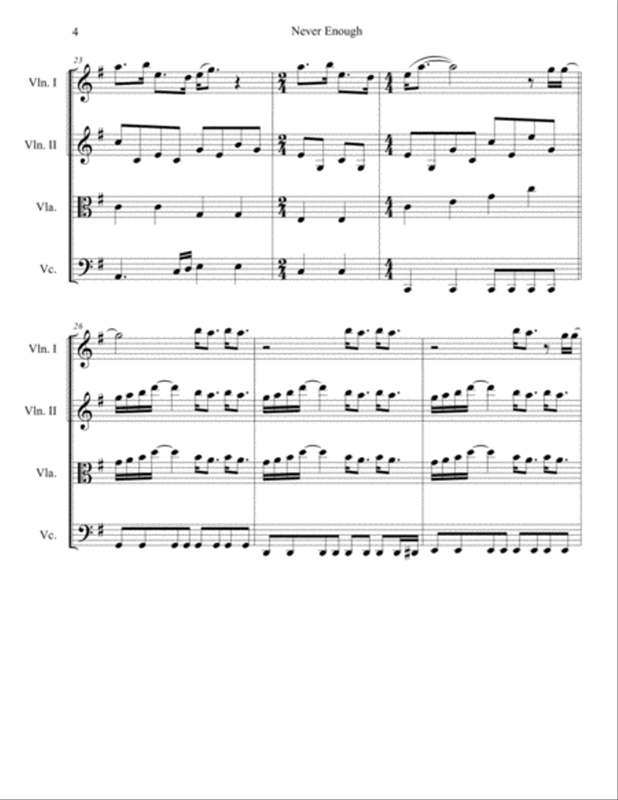 Never Enough String Quartet scores gallery preview page 4