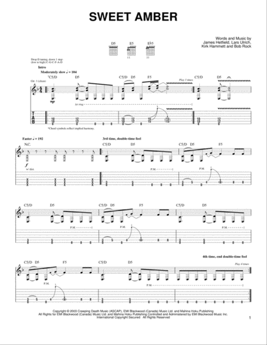 Sweet Amber Electric Guitar scores gallery preview page 1