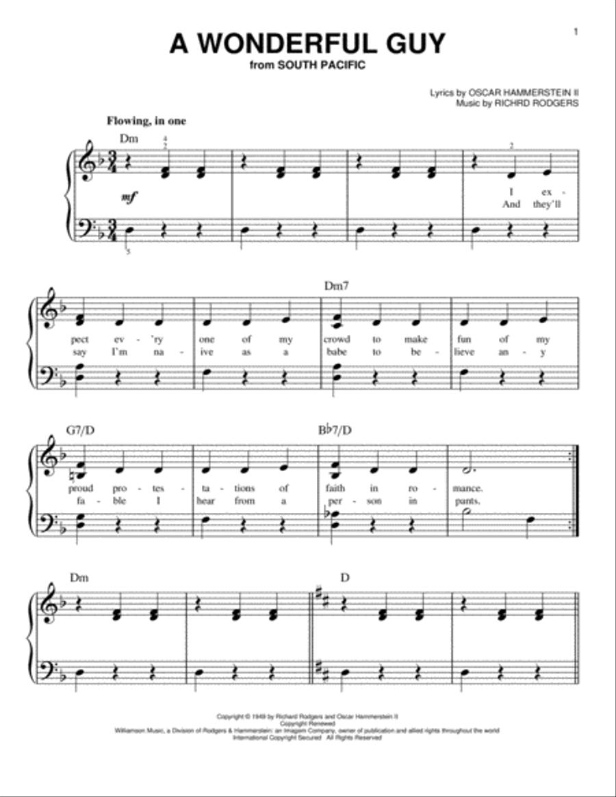 A Wonderful Guy Easy Piano scores gallery preview page 1
