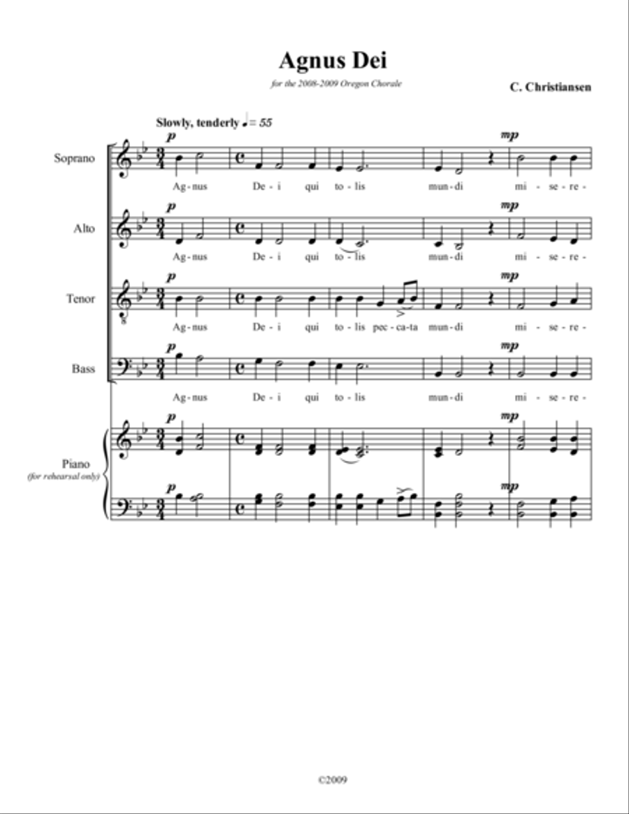 Agnus Dei Choir scores gallery preview page 1