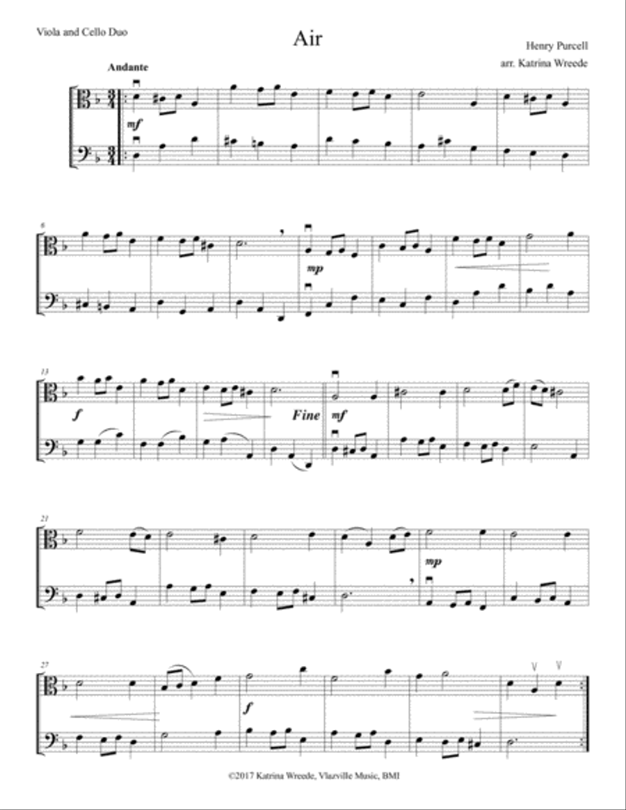 Purcell Air - for Viola and Cello String Duet scores gallery preview page 1