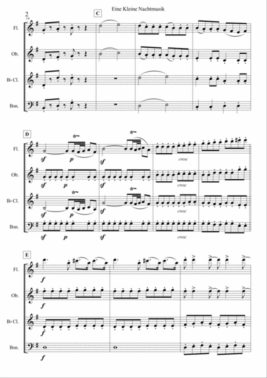Eine Kleine Nachtmusik for Woodwind Quartet Woodwind Quartet scores gallery preview page 3