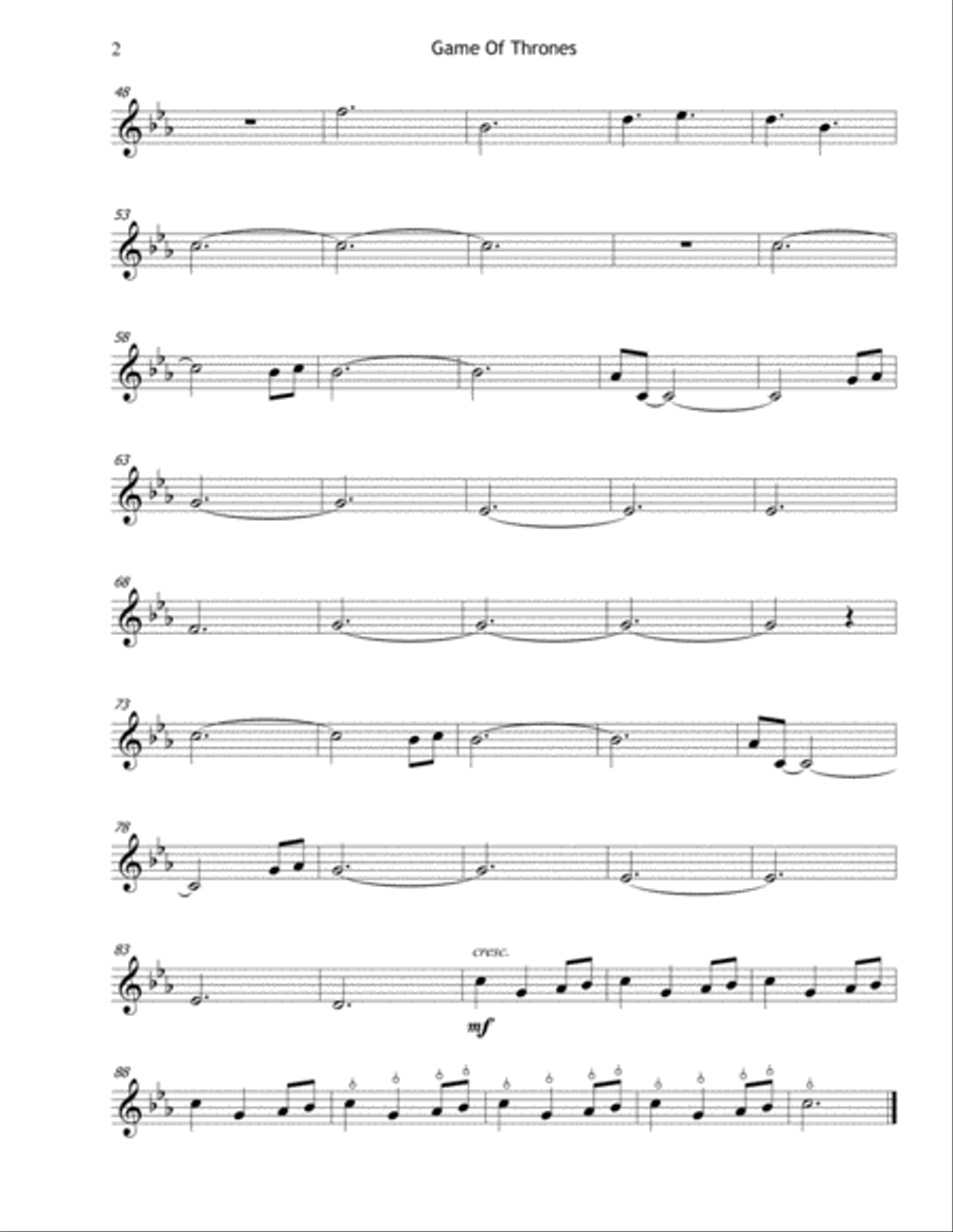 Game Of Thrones Violin Solo scores gallery preview page 2