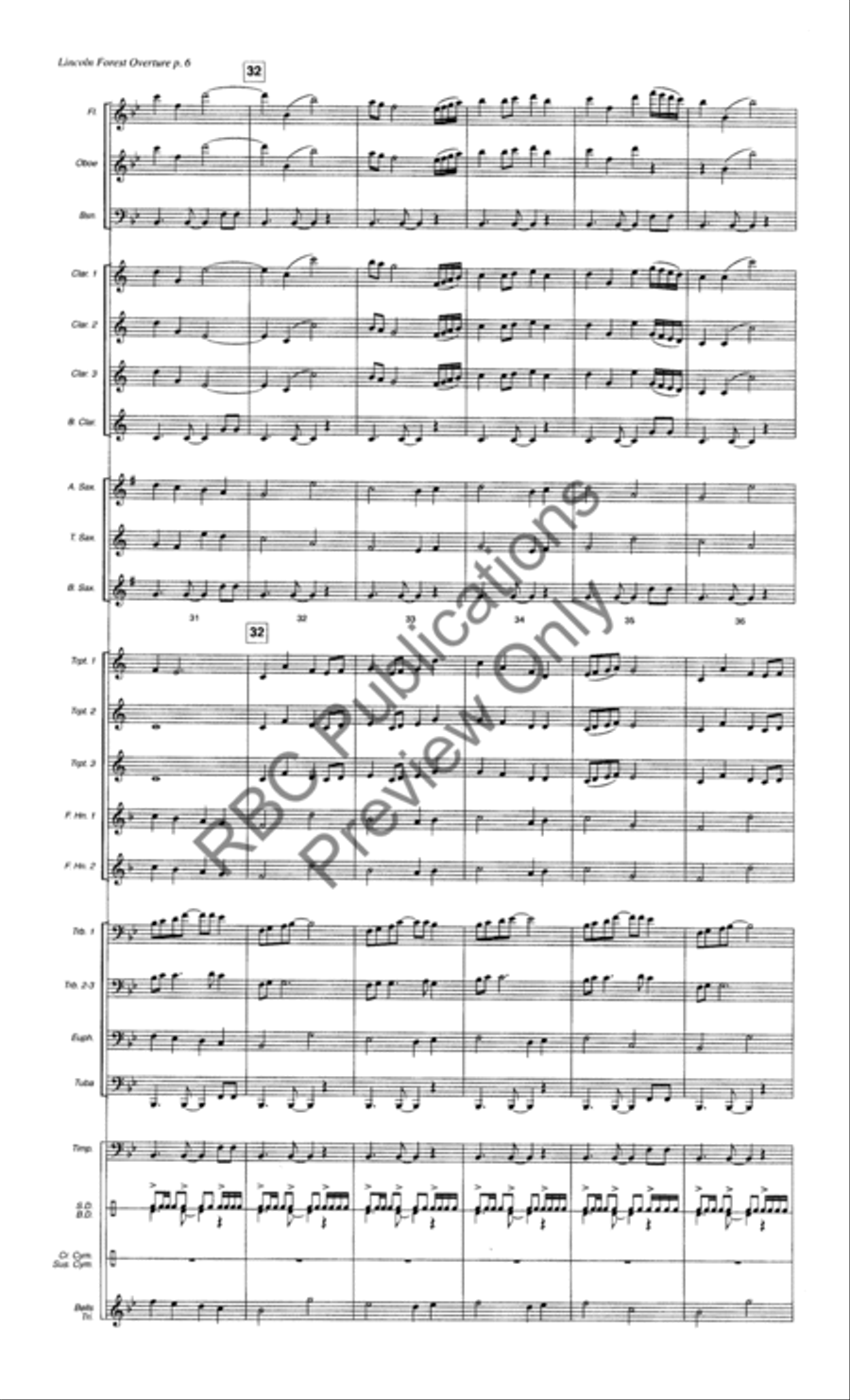 Lincoln Forest Overture (Score) Concert Band scores gallery preview page 9