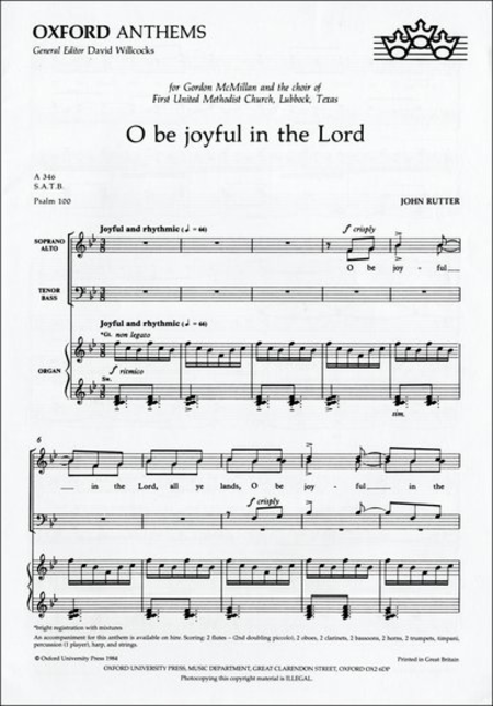 John Rutter: O Be Joyful In The Lord
