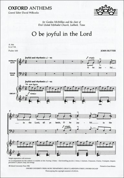 O be joyful in the Lord