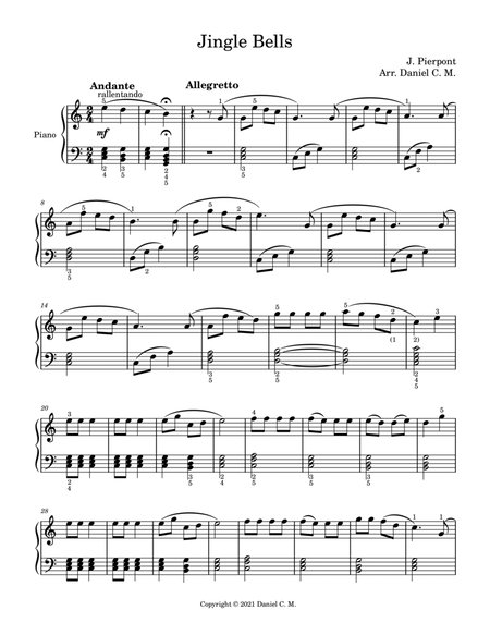 Jingle Bells for piano (easy) image number null