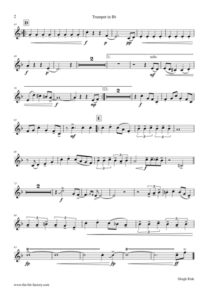 Sleigh Ride - Easy Swing - Brass Quartet