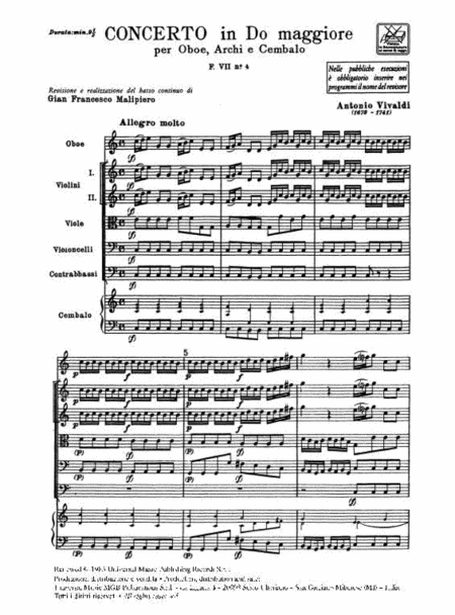 Concerto Per Oboe, Archi E B.C.: In Do Rv 451
