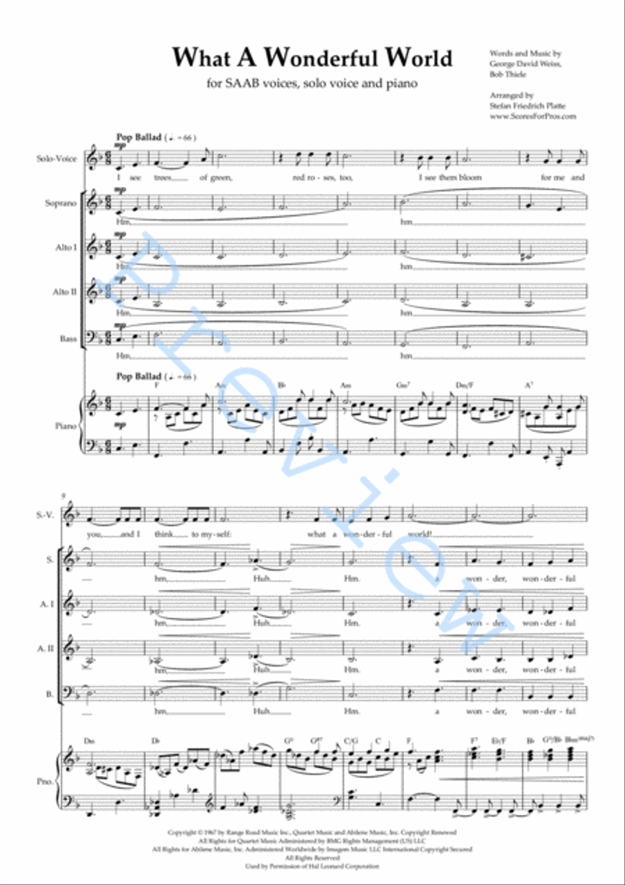 What A Wonderful World 4-Part scores gallery preview page 2